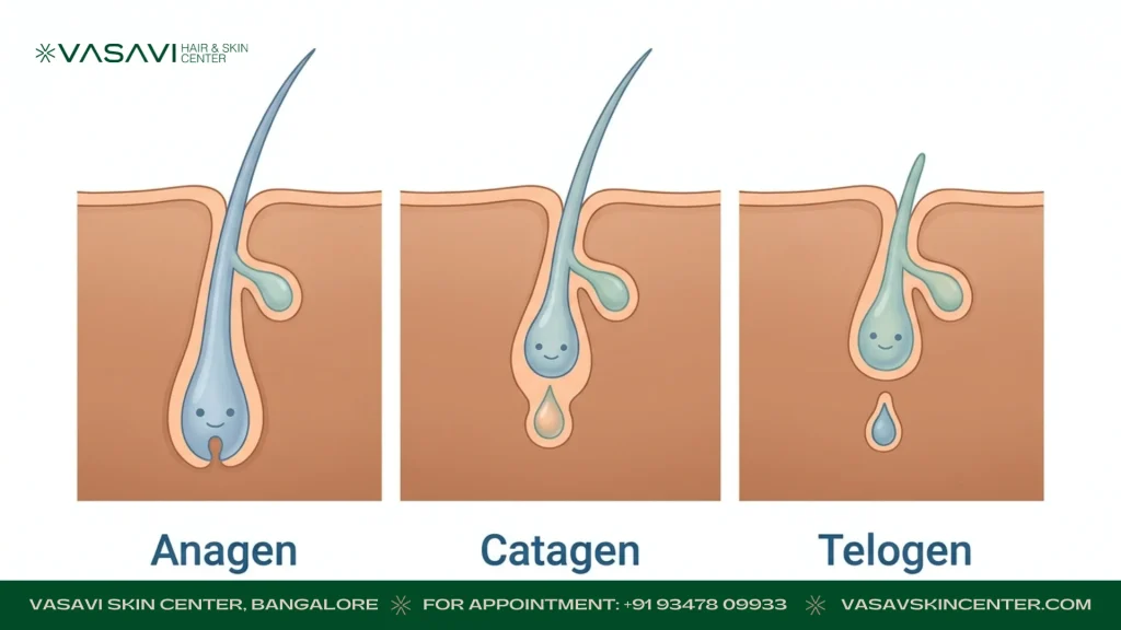 Hair growth cycle phases explaining why laser hair removal needs multiple sessions